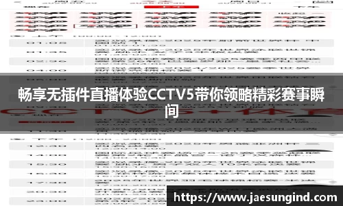 畅享无插件直播体验CCTV5带你领略精彩赛事瞬间